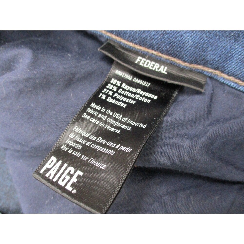 Paige Jeans Mens 38 Federal Blue Straight Leg Denim Stretch Casual 38x33 - Picture 7 of 11